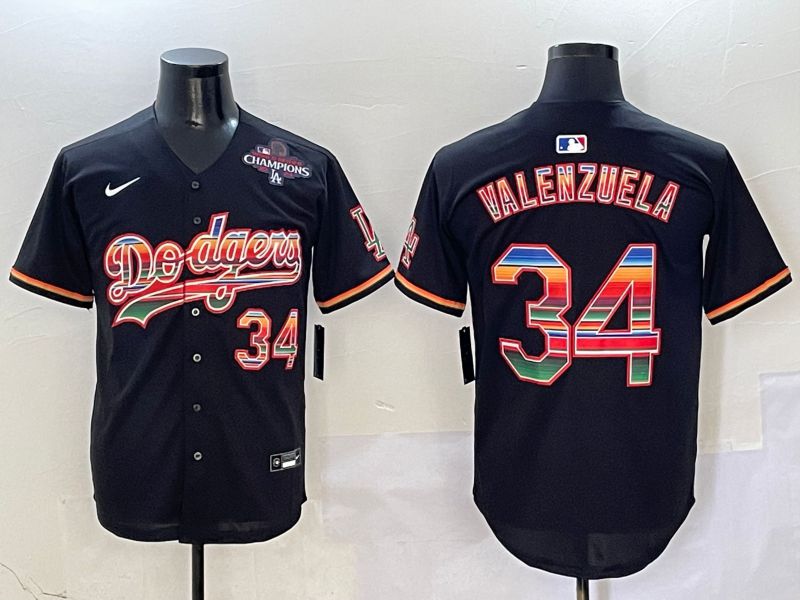Men Los Angeles Dodgers 34 Valenzuela Black Game 2025 Nike MLB Jersey style 4102
